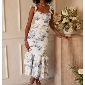 Violet dress in Provencal blue floral size 14